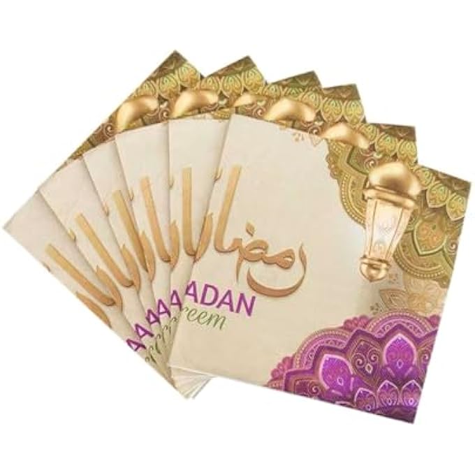 1 PACK OF RAMADAN KAREEM/EID MUBARAK PAPER NAPKINS 20PCS, GOLDEN PURPLE GREEN FESTIVE HOLY MONTH TABLEWARE DISPOSABLE TISSUES FOR IFTAR PARTY EID AL FITR TABLE DECORATION (RAMADAN KAREEM) - Image 2